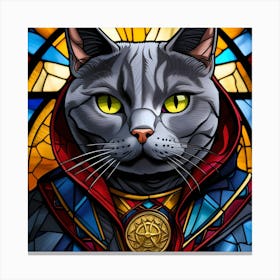 Cat, Pop Art 3D stained glass cat superhero limited edition 38/60 Canvas Print