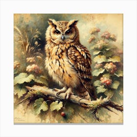 Owl On A Branch Art Print Canvas Print