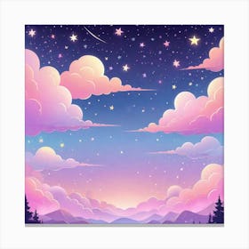 Sky With Twinkling Stars In Pastel Colors Square Composition 315 Canvas Print