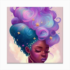 Black Girl With Purple Hair Canvas Print