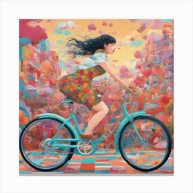 Girl On A Bike Canvas Print