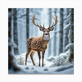 Deer In The Snow 5 Canvas Print