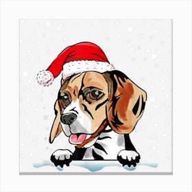 Beagle Dog Christmas Santa Hat Matching Family Canvas Print