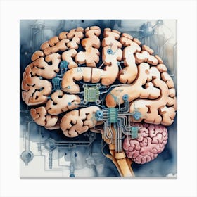 Brain With Electronic Circuits Canvas Print