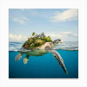 Turtle With Island Canvas Print