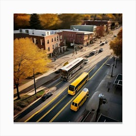 Transit Tracking School Journey Bus Stop Drone Route Dropped Community Day Small Wheel N Canvas Print