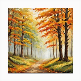 Forest In Autumn In Minimalist Style Square Composition 160 Canvas Print