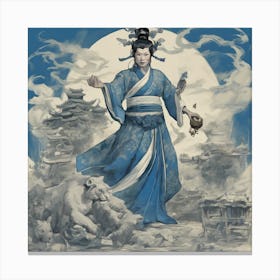 8859 Great Chinaman Edith Holden Style Blue And Ivory J Xl 1024 V1 0 Canvas Print