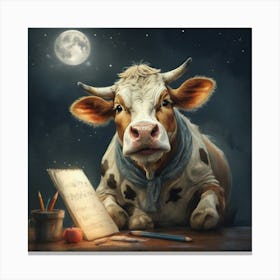 Cow At School Canvas Print