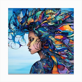 Woman With Colorful Hair 6 Canvas Print