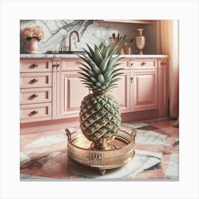 Pink Kitchen With Pineapple Canvas Print