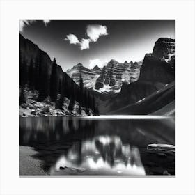Black And White Mountain Lake 5 Canvas Print