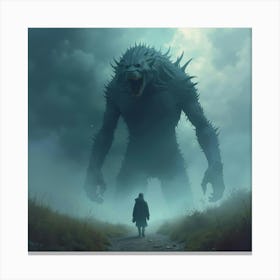 Monster In A Stormy Watercolor Sky, Ominous Figure 1 Canvas Print