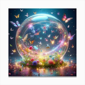 Fairy Sphere With Butterflies Canvas Print