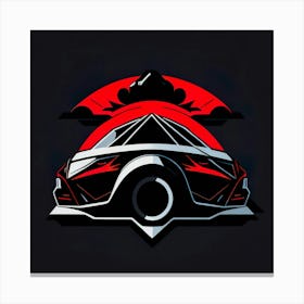 Car Red Artwork Of Graphic Design Flat (297) Canvas Print