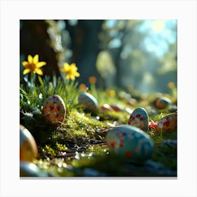 Easter Eggs In The Forest Canvas Print