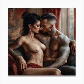 Tattooed Couple Canvas Print