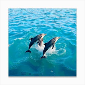 Dolphins In The Water Canvas Print