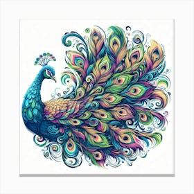 Illustration Peacock Canvas Print