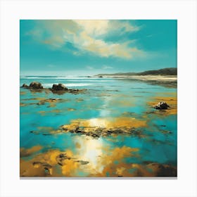 Sunlit Reflections on Golden Beach 1 Canvas Print