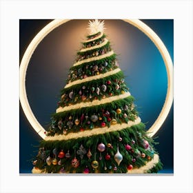 A Vibrant, Oversized, And Intricately Detailed 3d Christmas Tree 1 Canvas Print