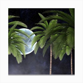 Palm Trees In The Moonlight Canvas Print