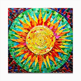 Mosaic Sun A Sun Created From A Mosaic Of Small Tiles 18 Canvas Print