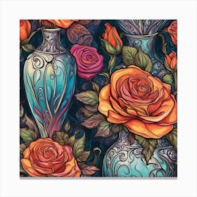 Roses In Vases Canvas Print