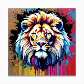 Colorful Lion Painting 6 Canvas Print