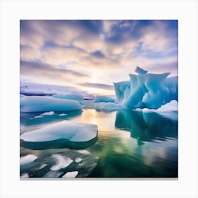 Icebergs In The Water 14 Canvas Print