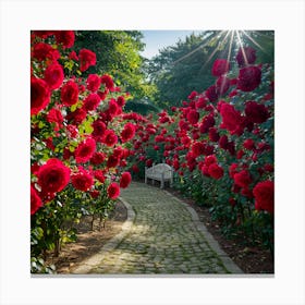 Red Roses In The Garden 2 Canvas Print