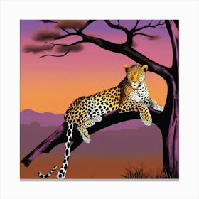 Leopard Resting In A Tree At Dusk Canvas Print