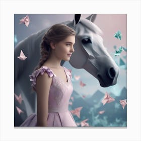 Girl And A Horse 2 Canvas Print