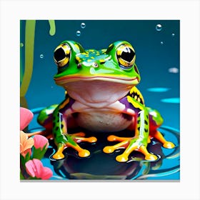 Frog In Water Canvas Print