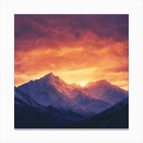 Dynamic Mountain Sunset Landscape 3 Canvas Print