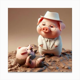 Pig And Piglet Canvas Print