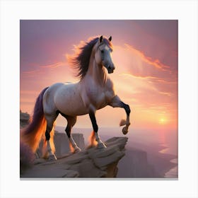 Horse Standing On The Cliff Canvas Print