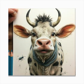 Cow With Horns 4 Canvas Print