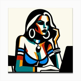 A woman by mid-20th century graphic design 2 Canvas Print