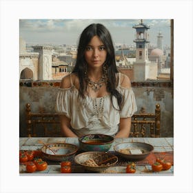 Woman At A Table Canvas Print