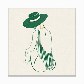 Striped Swimsuit Square Canvas Print