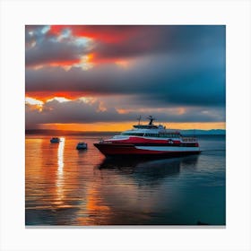 Sunset On A Ferry 15 Canvas Print