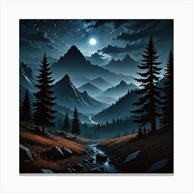 Creepy Night In The Mountains Canvas Print