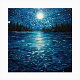 Moonlight Over Lake 1 Canvas Print