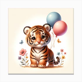 Cute Tiger with Balloons Canvas Print