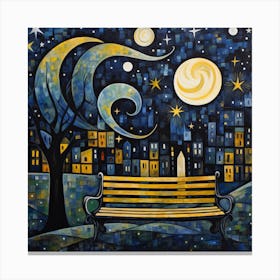 Bench At Night 1 Canvas Print