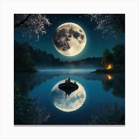 Moonlight On The Lake Canvas Print