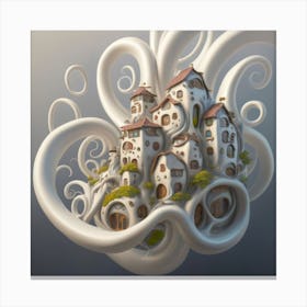 Mountain village sea waves tsunami 5 Canvas Print