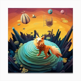 Fox In Space Canvas Print