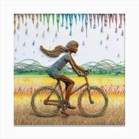 Girl Riding A Bike Canvas Print